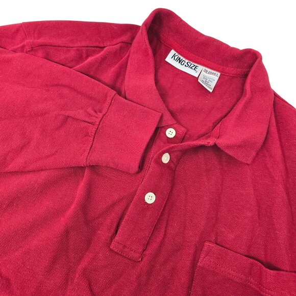 King Size 2XL Big Polo Shirt Long Sleeve Maroon Cotton - Picture 1 of 5